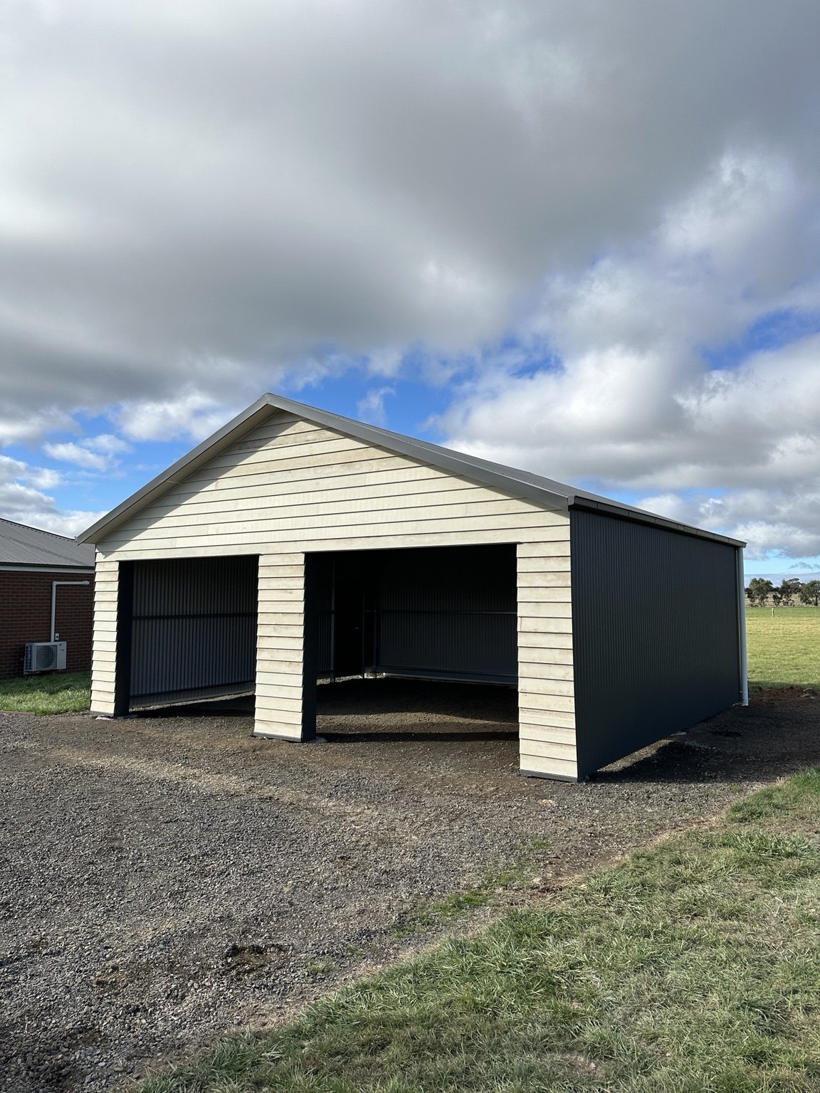 Completed two-bay garage
